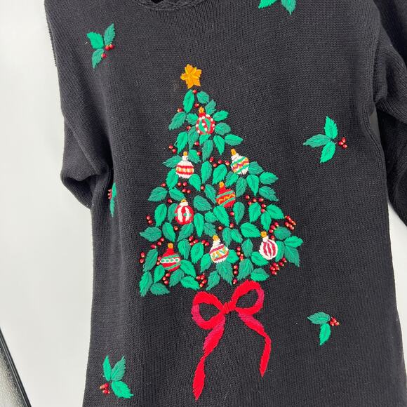 Vintage NutCracker Tunic Sweater Christmas Tree Beaded Embroidery Women's Medium - Picture 9 of 9